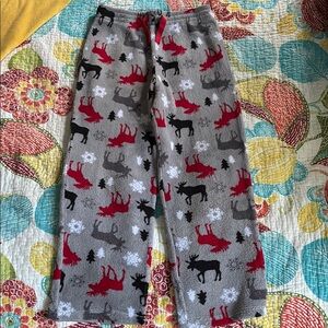 Kids Fleece Pajama Bottoms with Moose Print